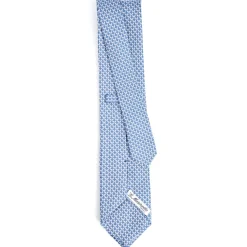 E.Marinella CRAVATTE|Cravatte In Seta Stampata|CRAVATTA SARTORIALE CLASSICA IN SETA BLU Microfantasia m geometrica