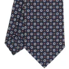 E.Marinella CRAVATTE|Cravatte In Seta Stampata|CRAVATTA SARTORIALE CLASSICA IN SETA BLU SCURO Microfantasia fiore