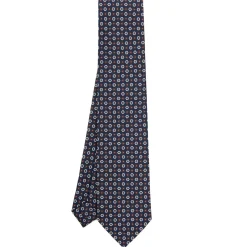 E.Marinella CRAVATTE|Cravatte In Seta Stampata|CRAVATTA SARTORIALE CLASSICA IN SETA BLU SCURO Microfantasia fiore