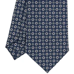 E.Marinella CRAVATTE|Cravatte In Seta Stampata|CRAVATTA SARTORIALE CLASSICA IN SETA BLU SCURO Microfantasia fiore