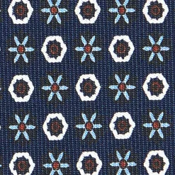 E.Marinella CRAVATTE|Cravatte In Seta Stampata|CRAVATTA SARTORIALE CLASSICA IN SETA BLU SCURO Microfantasia fiore