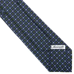 E.Marinella CRAVATTE|Cravatte In Seta Stampata|CRAVATTA SARTORIALE CLASSICA IN SETA BLU SCURO Microfantasia fiore