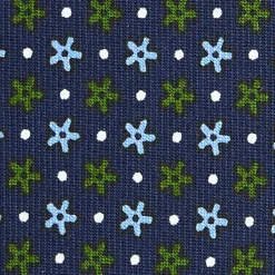 E.Marinella CRAVATTE|Cravatte In Seta Stampata|CRAVATTA SARTORIALE CLASSICA IN SETA BLU SCURO Microfantasia fiore