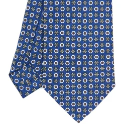 E.Marinella CRAVATTE|Cravatte In Seta Stampata|CRAVATTA SARTORIALE CLASSICA IN SETA BLU Microfantasia fiore