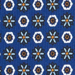E.Marinella CRAVATTE|Cravatte In Seta Stampata|CRAVATTA SARTORIALE CLASSICA IN SETA BLU Microfantasia fiore