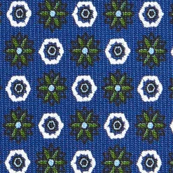 E.Marinella CRAVATTE|Cravatte In Seta Stampata|CRAVATTA SARTORIALE CLASSICA IN SETA BLU Microfantasia fiore