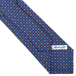 E.Marinella CRAVATTE|Cravatte In Seta Stampata|CRAVATTA SARTORIALE CLASSICA IN SETA BLU Microfantasia fiore