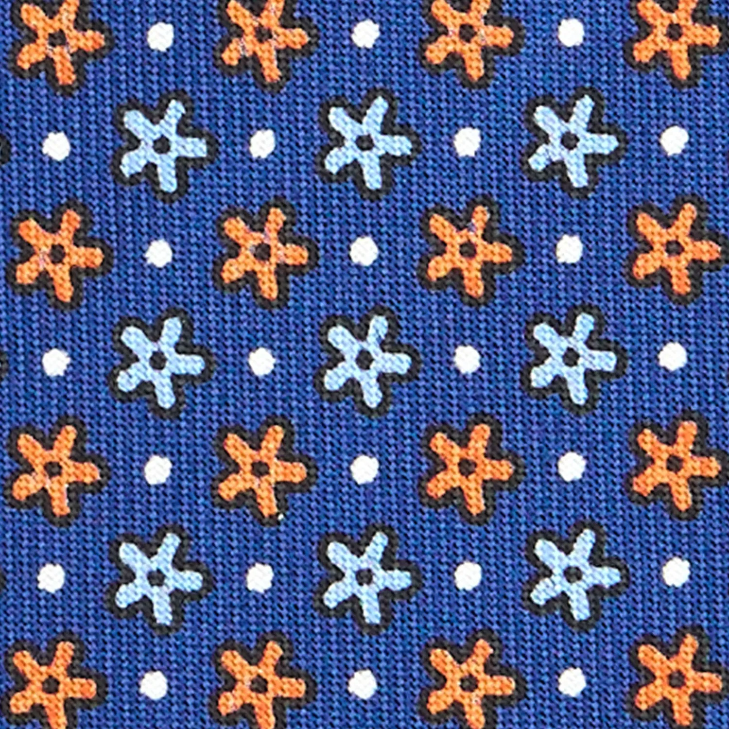 E.Marinella CRAVATTE|Cravatte In Seta Stampata|CRAVATTA SARTORIALE CLASSICA IN SETA BLU Microfantasia fiore