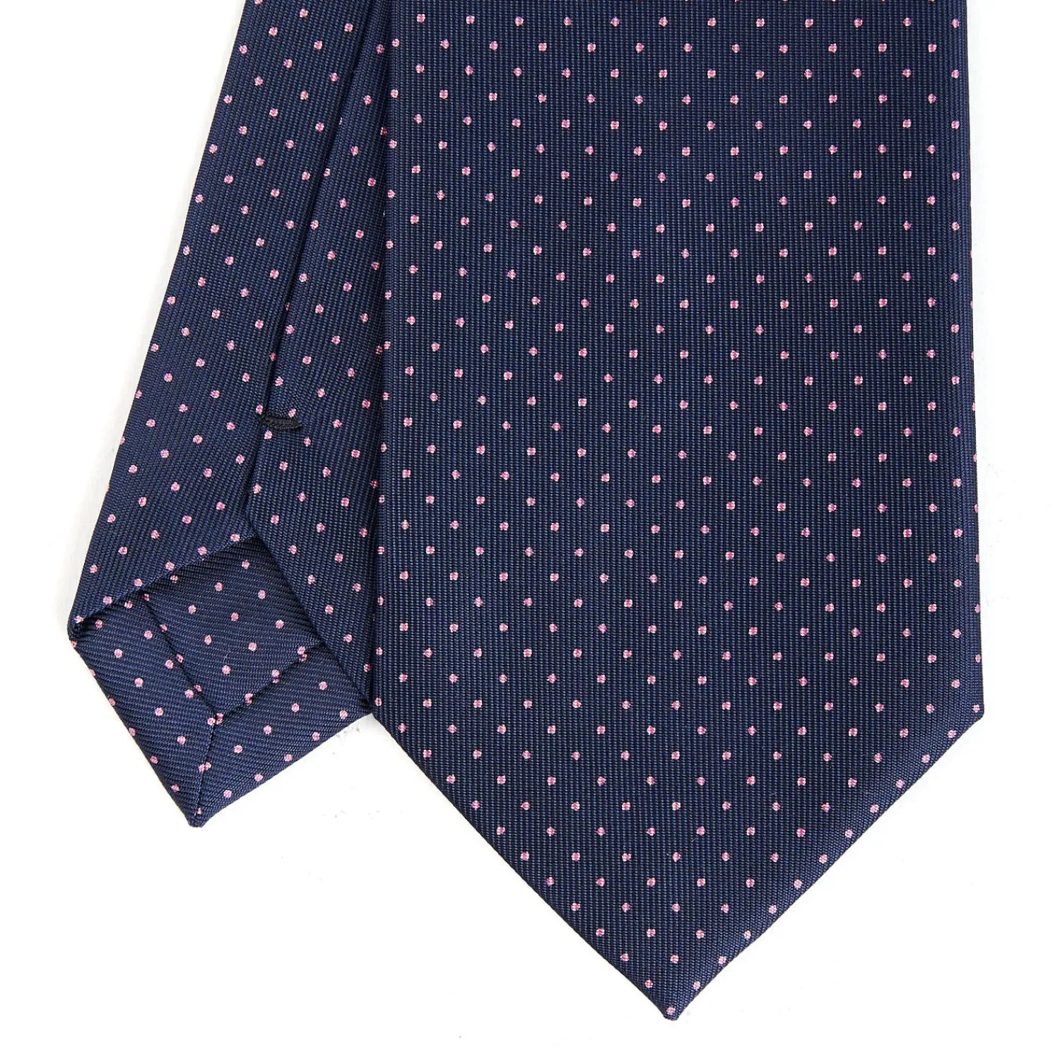 E.Marinella CRAVATTE|Cravatte In Seta Stampata|CRAVATTA SARTORIALE CLASSICA IN SETA BLU SCURO Pois