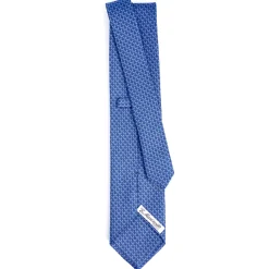 E.Marinella CRAVATTE|Cravatte In Seta Stampata|CRAVATTA SARTORIALE CLASSICA IN SETA BLUETTE Microfantasia m geometrica