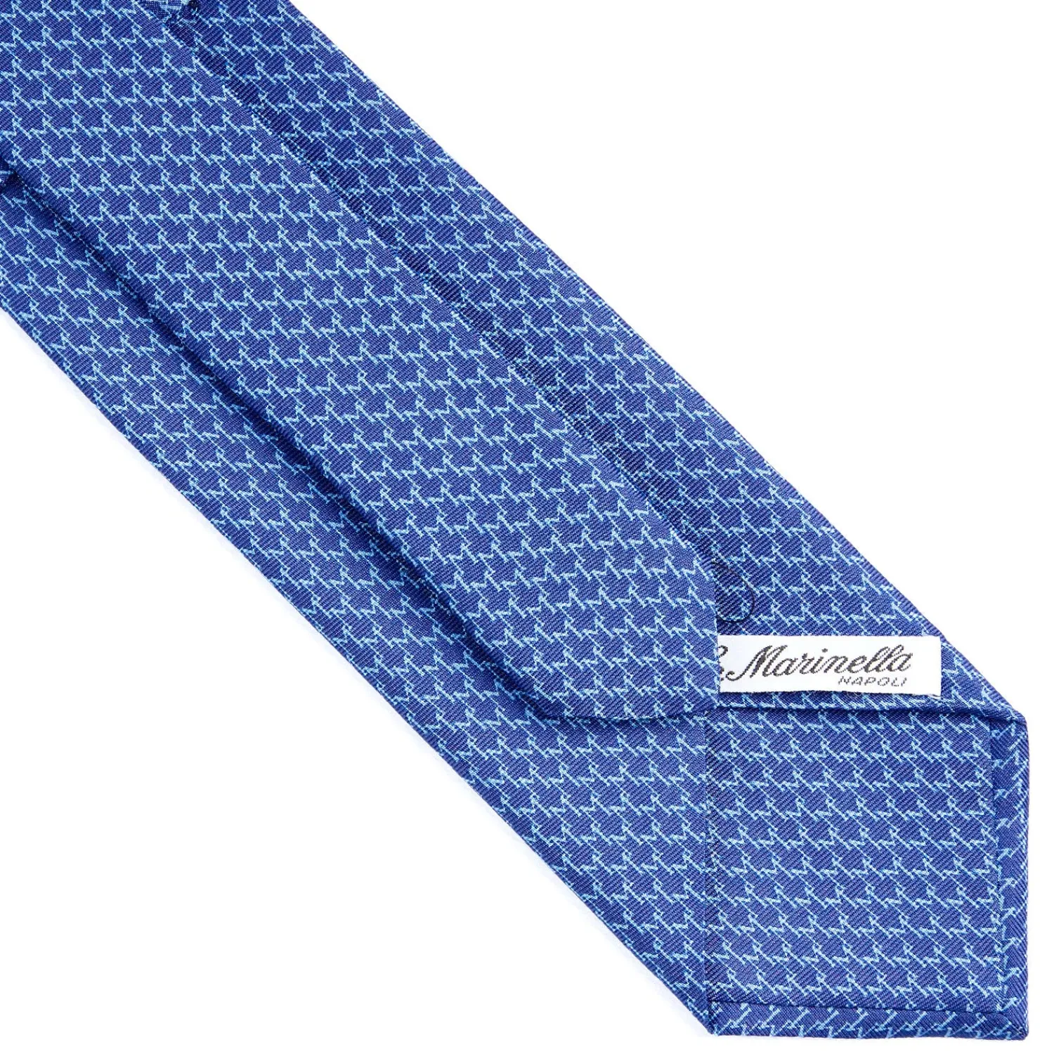 E.Marinella CRAVATTE|Cravatte In Seta Stampata|CRAVATTA SARTORIALE CLASSICA IN SETA BLUETTE Microfantasia m geometrica
