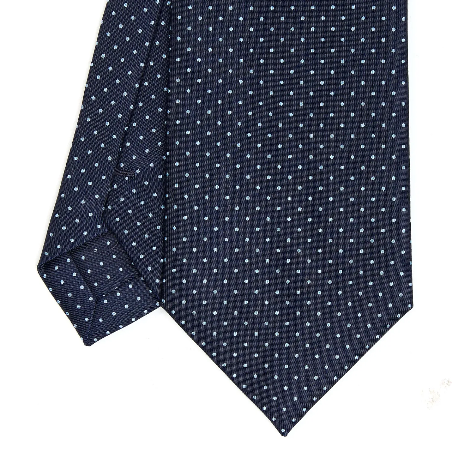 E.Marinella CRAVATTE|Cravatte In Seta Stampata|CRAVATTA SARTORIALE CLASSICA IN SETA BLU SCURO Pois