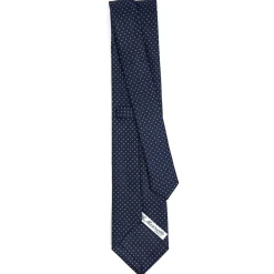 E.Marinella CRAVATTE|Cravatte In Seta Stampata|CRAVATTA SARTORIALE CLASSICA IN SETA BLU SCURO Pois
