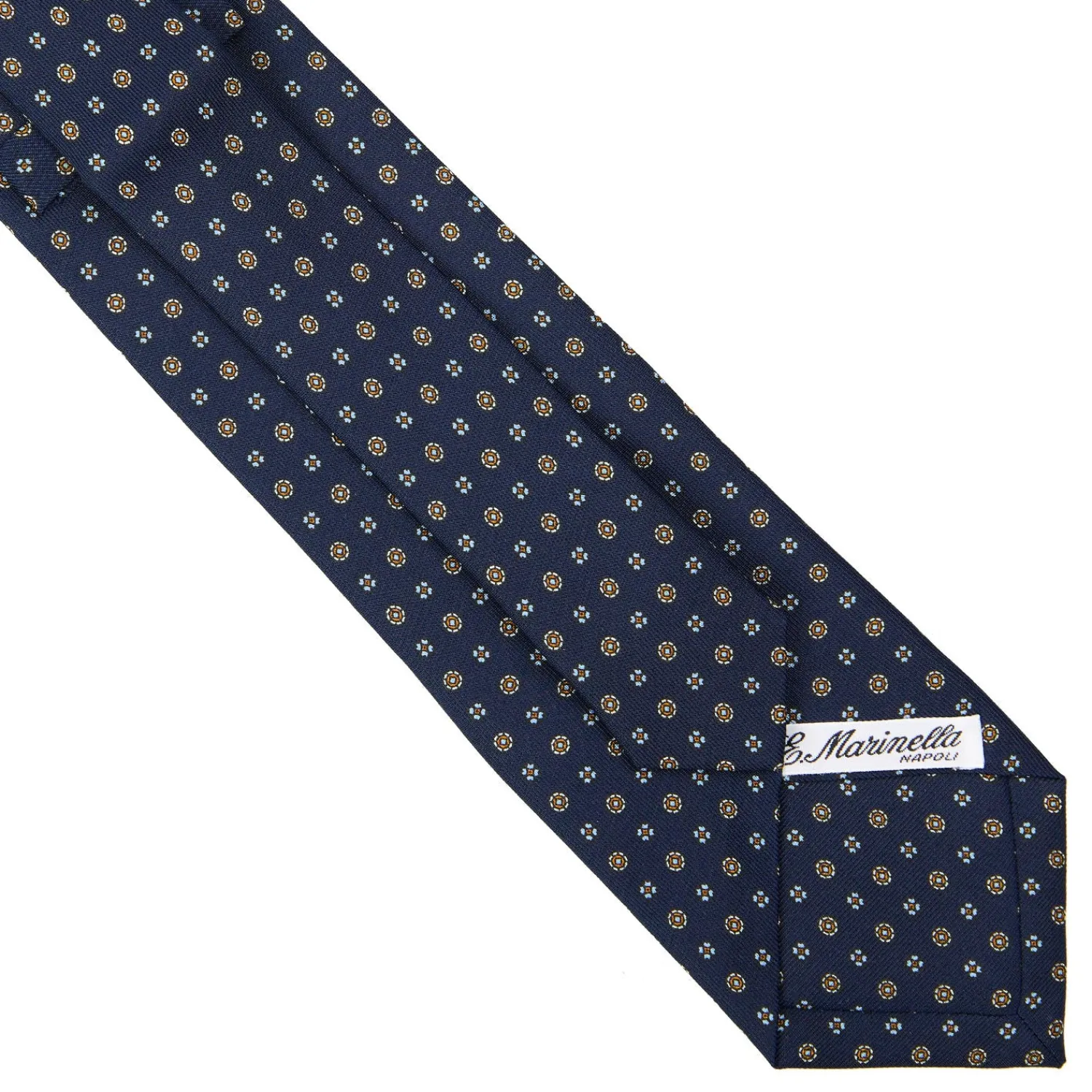 E.Marinella CRAVATTE|Cravatte Extra Long|CRAVATTA SARTORIALE EXTRA LONG IN SETA BLU SCURO Microfantasia fiore