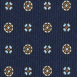 E.Marinella CRAVATTE|Cravatte Extra Long|CRAVATTA SARTORIALE EXTRA LONG IN SETA BLU SCURO Microfantasia fiore