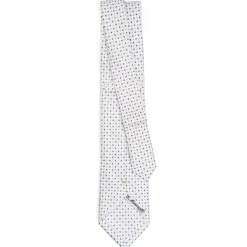 E.Marinella CRAVATTE|Cravatte Extra Long|CRAVATTA SARTORIALE EXTRA LONG IN SETA BIANCA Microfantasia fiore
