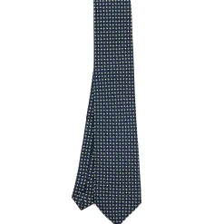 E.Marinella CRAVATTE|Cravatte Extra Long|CRAVATTA SARTORIALE EXTRA LONG IN SETA BLU SCURO Microfantasia fiore