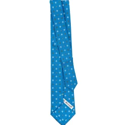 E.Marinella CRAVATTE|Cravatte Extra Long|CRAVATTA SARTORIALE EXTRA LONG IN SETA BLU MEDIO Microfantasia fiore