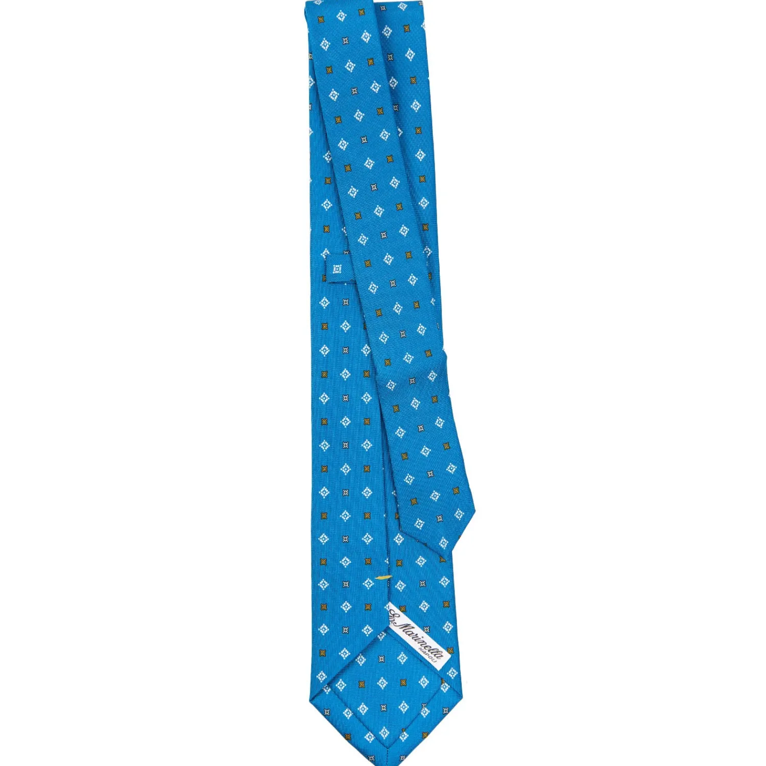 E.Marinella CRAVATTE|Cravatte Extra Long|CRAVATTA SARTORIALE EXTRA LONG IN SETA BLU MEDIO Microfantasia fiore