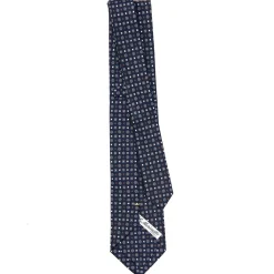 E.Marinella CRAVATTE|Cravatte Extra Long|CRAVATTA SARTORIALE EXTRA LONG IN SETA BLU SCURO Microfantasia fiore