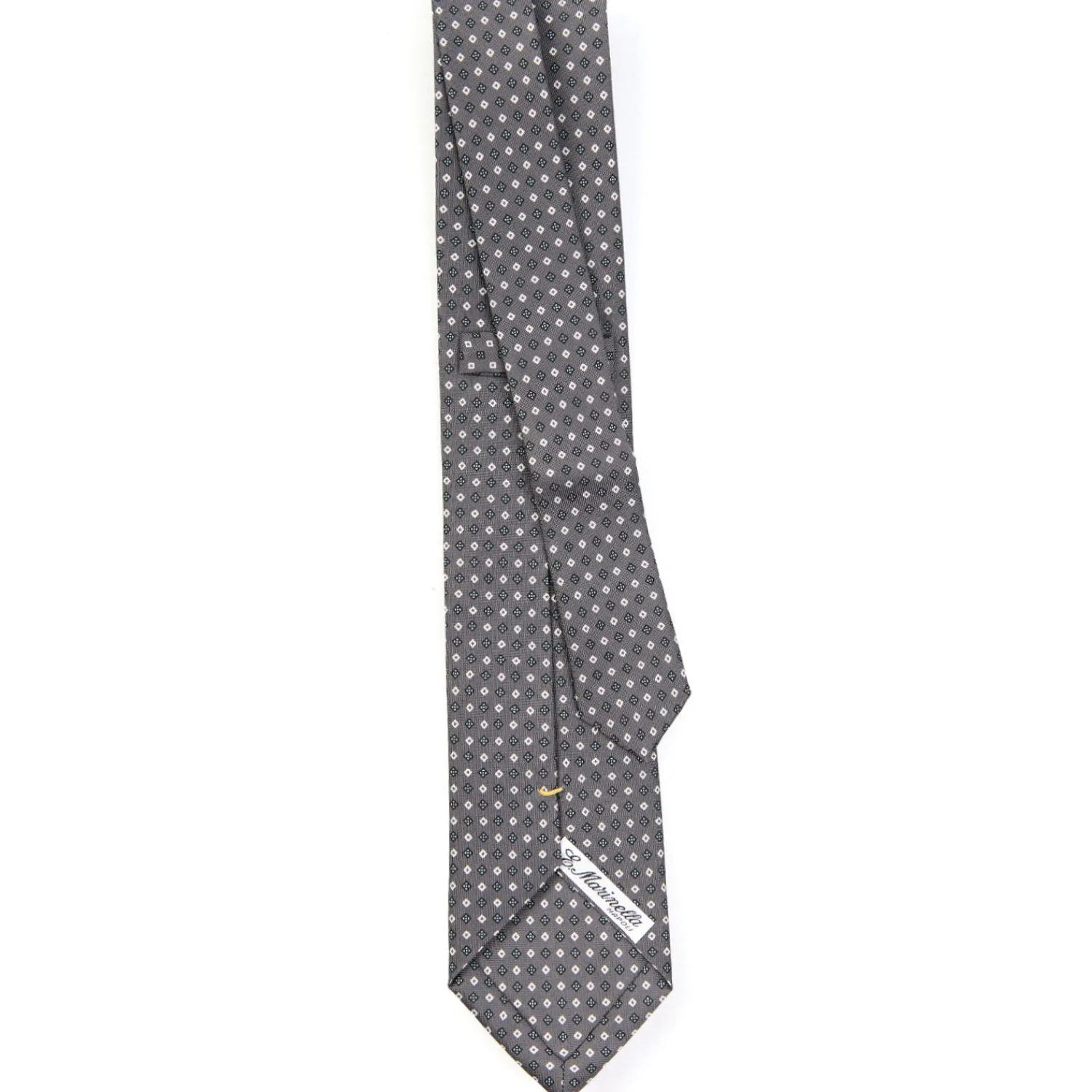 E.Marinella CRAVATTE|Cravatte Extra Long|CRAVATTA SARTORIALE EXTRA LONG IN SETA GRIGIO SCURO Microfantasia fiore