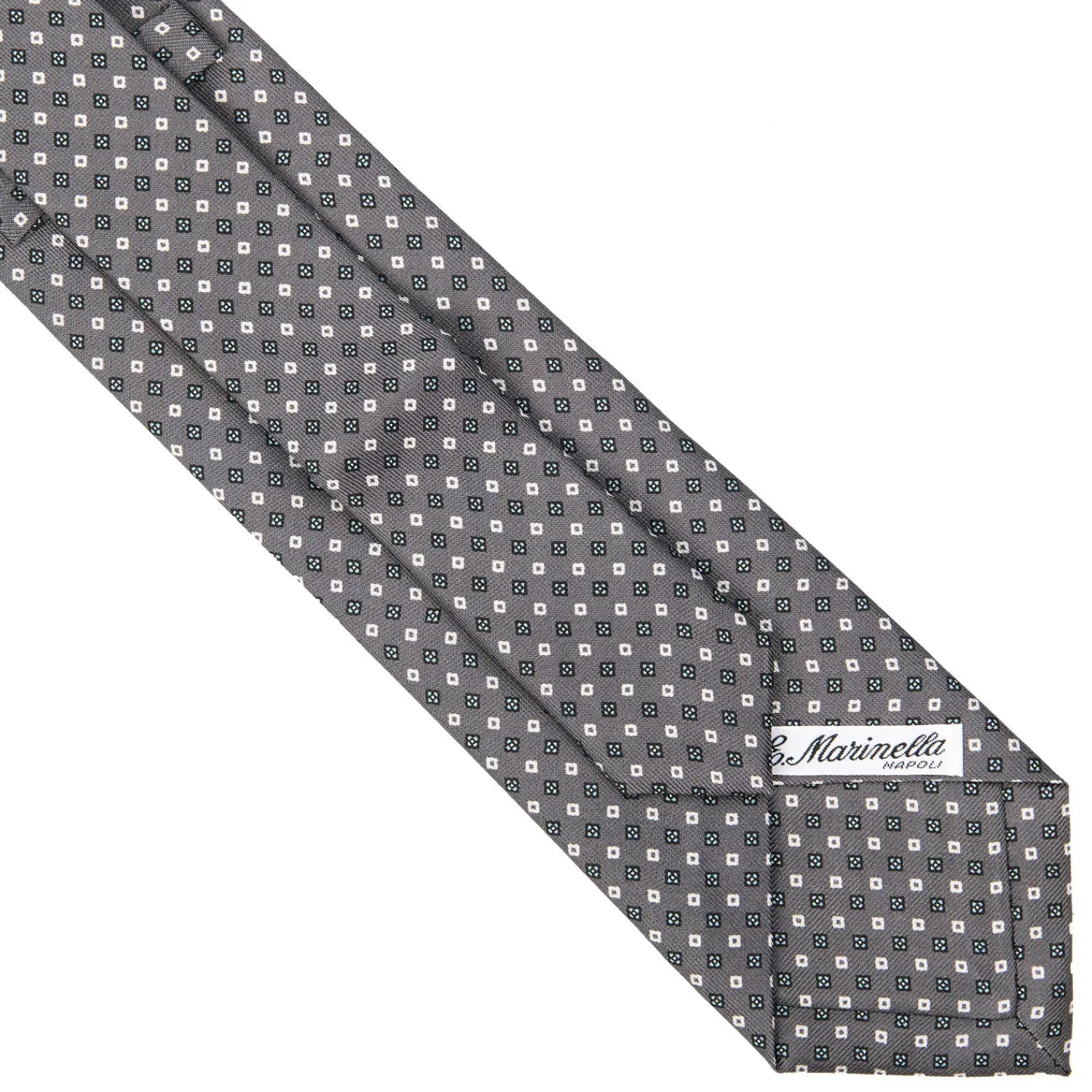E.Marinella CRAVATTE|Cravatte Extra Long|CRAVATTA SARTORIALE EXTRA LONG IN SETA GRIGIO SCURO Microfantasia fiore