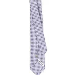 E.Marinella CRAVATTE|Cravatte Extra Long|CRAVATTA SARTORIALE EXTRA LONG IN SETA GRIGIO CHIARO Microfantasia fiore