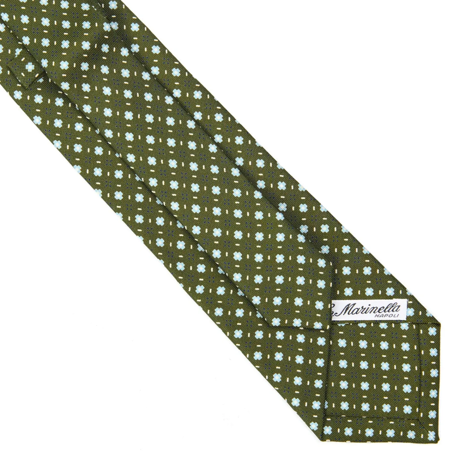 E.Marinella CRAVATTE|Cravatte Extra Long|CRAVATTA SARTORIALE EXTRA LONG IN SETA VERDE OLIVA Microfantasia fiore