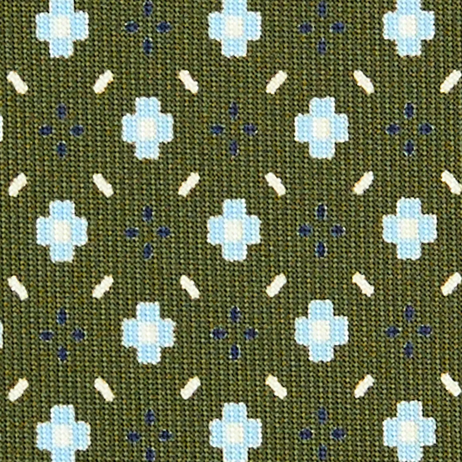 E.Marinella CRAVATTE|Cravatte Extra Long|CRAVATTA SARTORIALE EXTRA LONG IN SETA VERDE OLIVA Microfantasia fiore