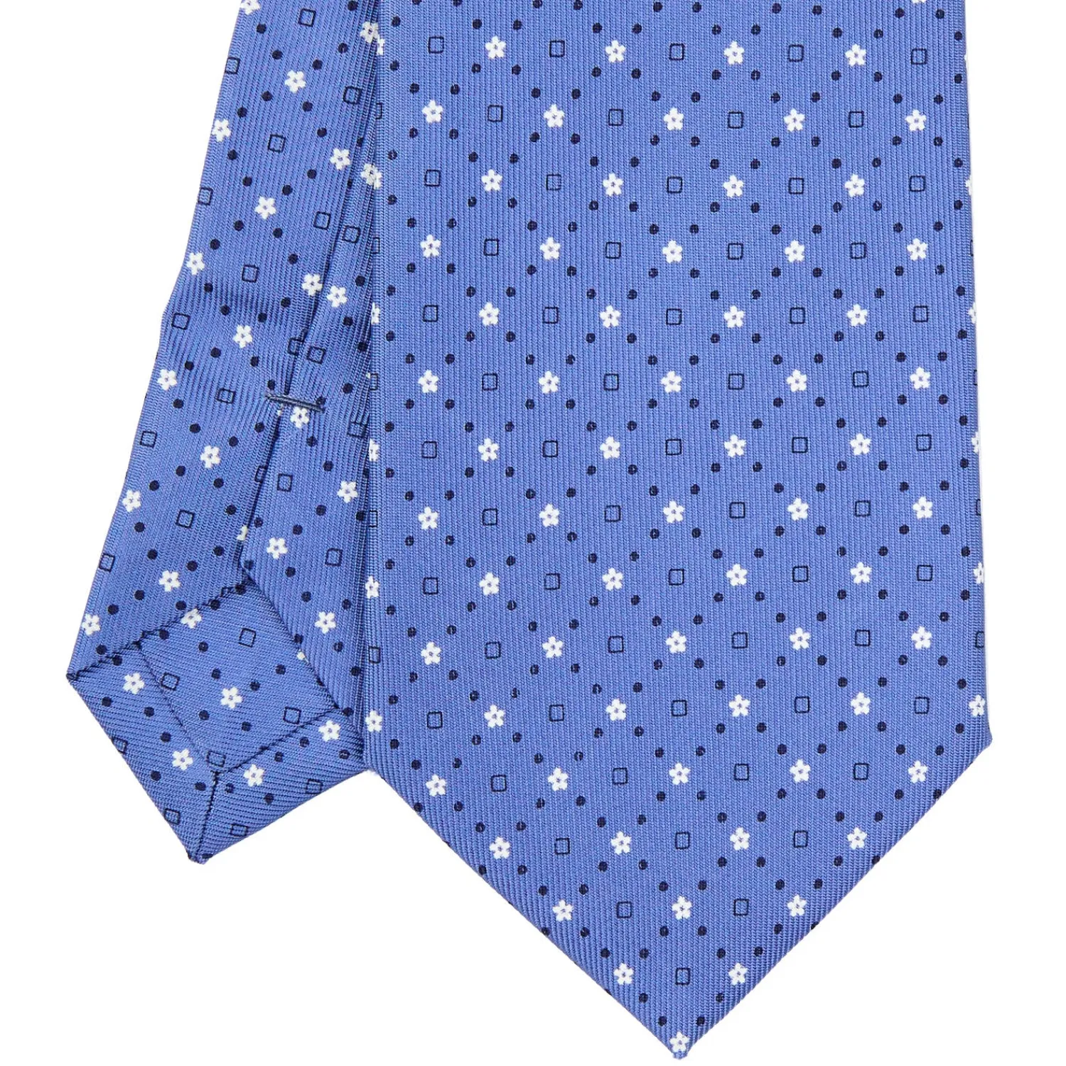 E.Marinella CRAVATTE|Cravatte Extra Long|CRAVATTA SARTORIALE EXTRA LONG IN SETA AZZURRO POLVERE Microfantasia fiore