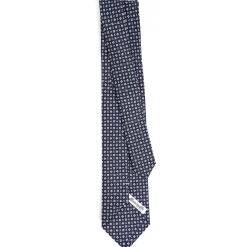 E.Marinella CRAVATTE|Cravatte Extra Long|CRAVATTA SARTORIALE EXTRA LONG IN SETA BLU SCURO Microfantasia fiore