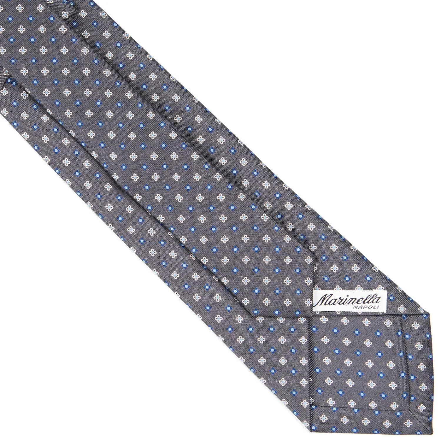 E.Marinella CRAVATTE|Cravatte Extra Long|CRAVATTA SARTORIALE EXTRA LONG IN SETA GRIGIO SCURO Microfantasia fiore