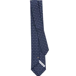 E.Marinella CRAVATTE|Cravatte Extra Long|CRAVATTA SARTORIALE EXTRA LONG IN SETA BLU SCURO Microfantasia fiore