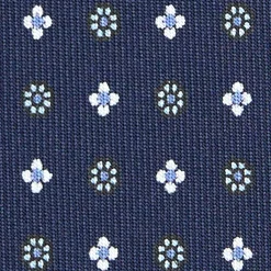 E.Marinella CRAVATTE|Cravatte Extra Long|CRAVATTA SARTORIALE EXTRA LONG IN SETA BLU SCURO Microfantasia fiore