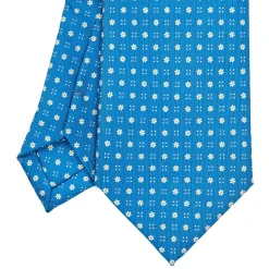 E.Marinella CRAVATTE|Cravatte Extra Long|CRAVATTA SARTORIALE EXTRA LONG IN SETA BLU MEDIO Microfantasia fiore