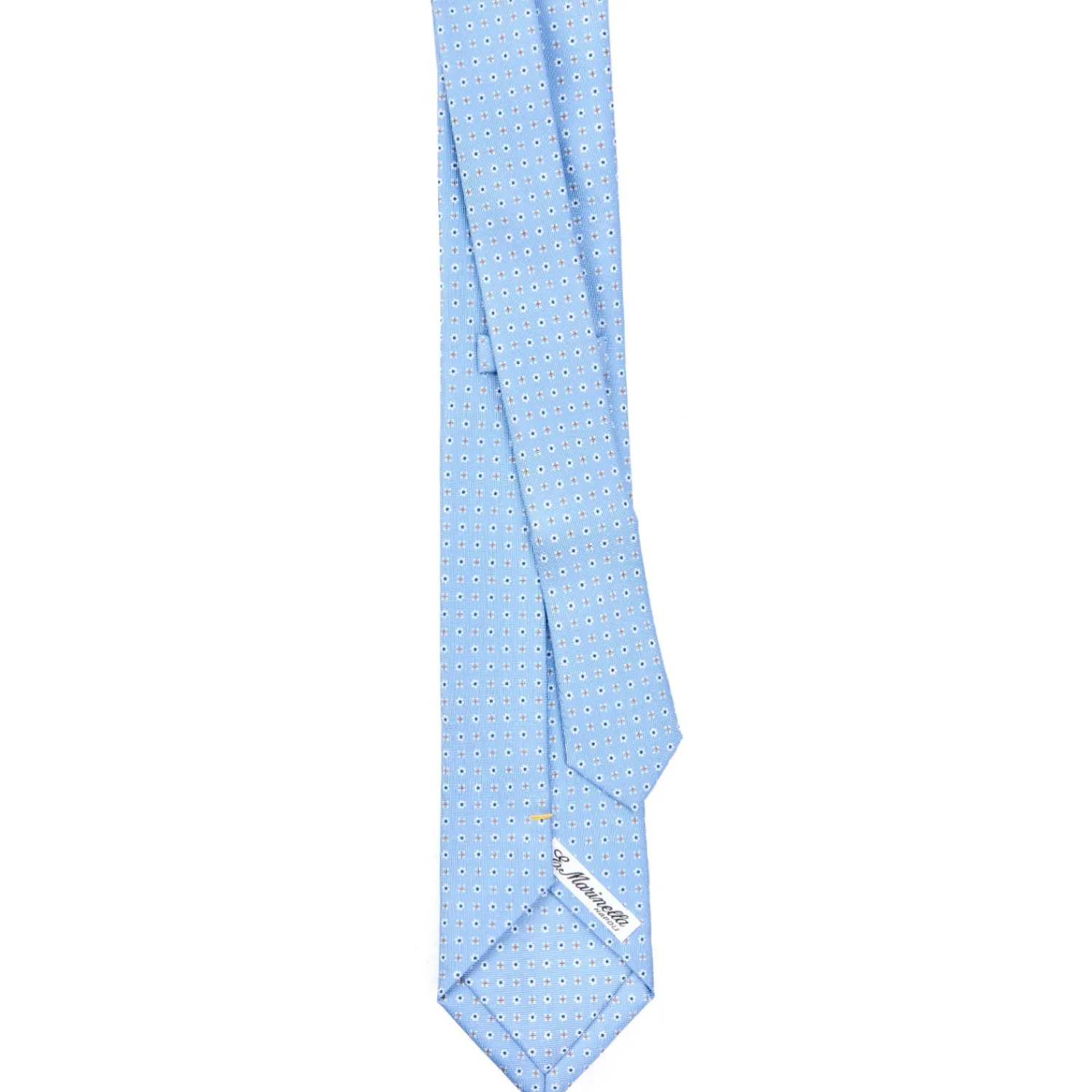 E.Marinella CRAVATTE|Cravatte Extra Long|CRAVATTA SARTORIALE EXTRA LONG IN SETA AZZURRA Microfantasia fiore