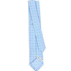 E.Marinella CRAVATTE|Cravatte Extra Long|CRAVATTA SARTORIALE EXTRA LONG IN SETA AZZURRA Microfantasia fiore