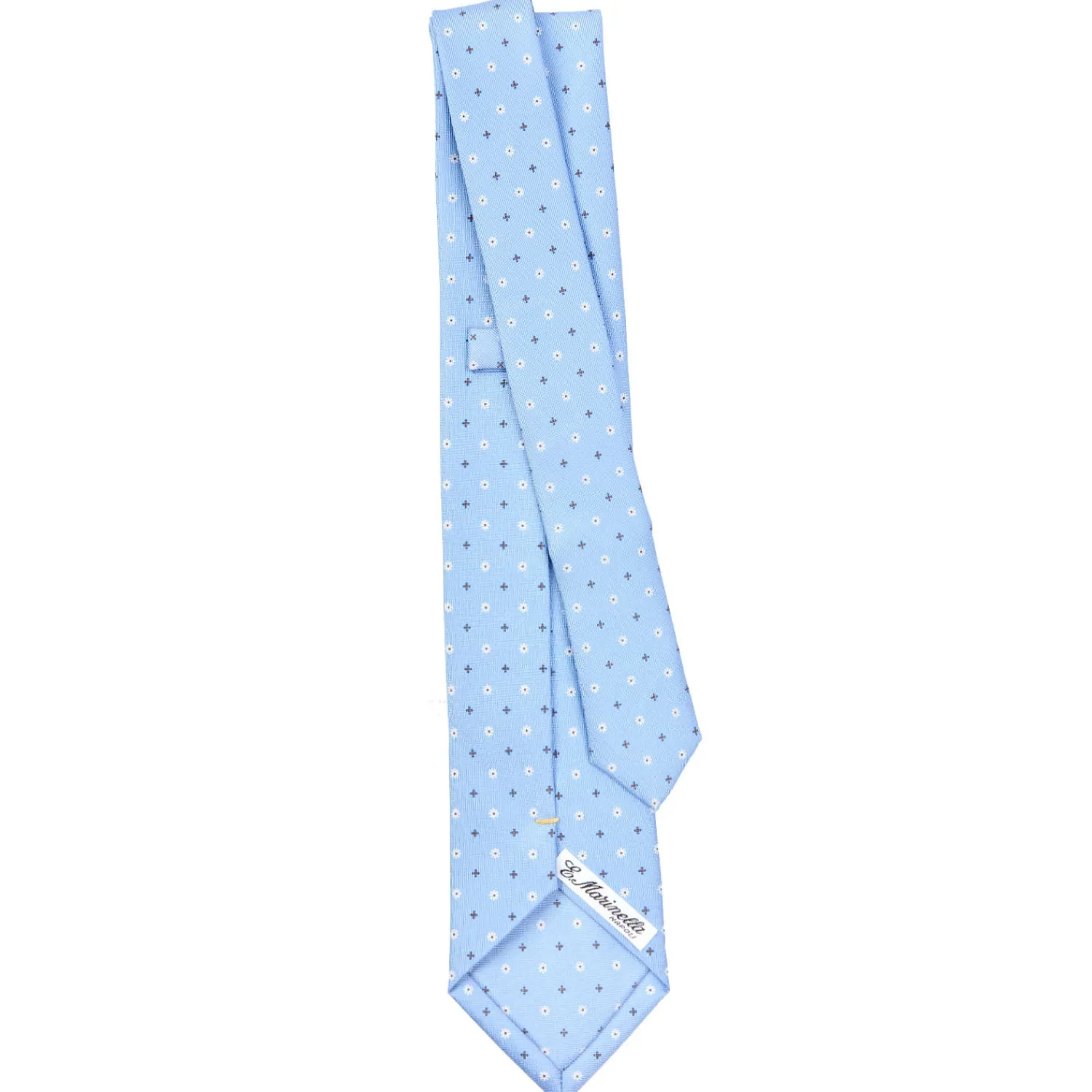 E.Marinella CRAVATTE|Cravatte Extra Long|CRAVATTA SARTORIALE EXTRA LONG IN SETA AZZURRA Microfantasia fiore