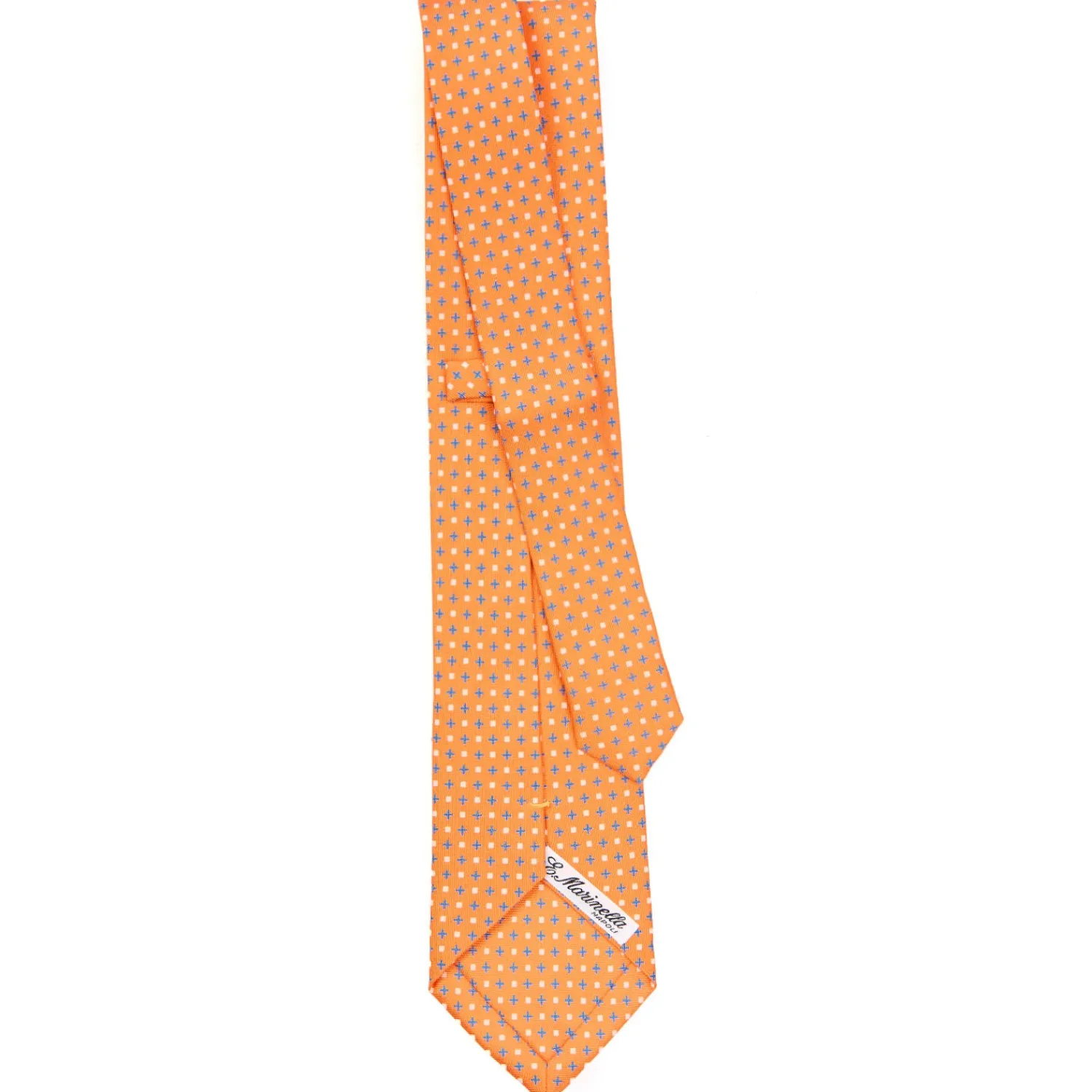 E.Marinella CRAVATTE|Cravatte Extra Long|CRAVATTA SARTORIALE EXTRA LONG IN SETA ARANCIONE Microfantasia fiore