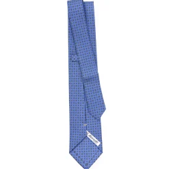 E.Marinella CRAVATTE|Cravatte Extra Long|CRAVATTA SARTORIALE EXTRA LONG IN SETA AZZURRO POLVERE Microfantasia fiore