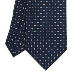 E.Marinella CRAVATTE|Cravatte Extra Long|CRAVATTA SARTORIALE EXTRA LONG IN SETA BLU SCURO Microfantasia fiore