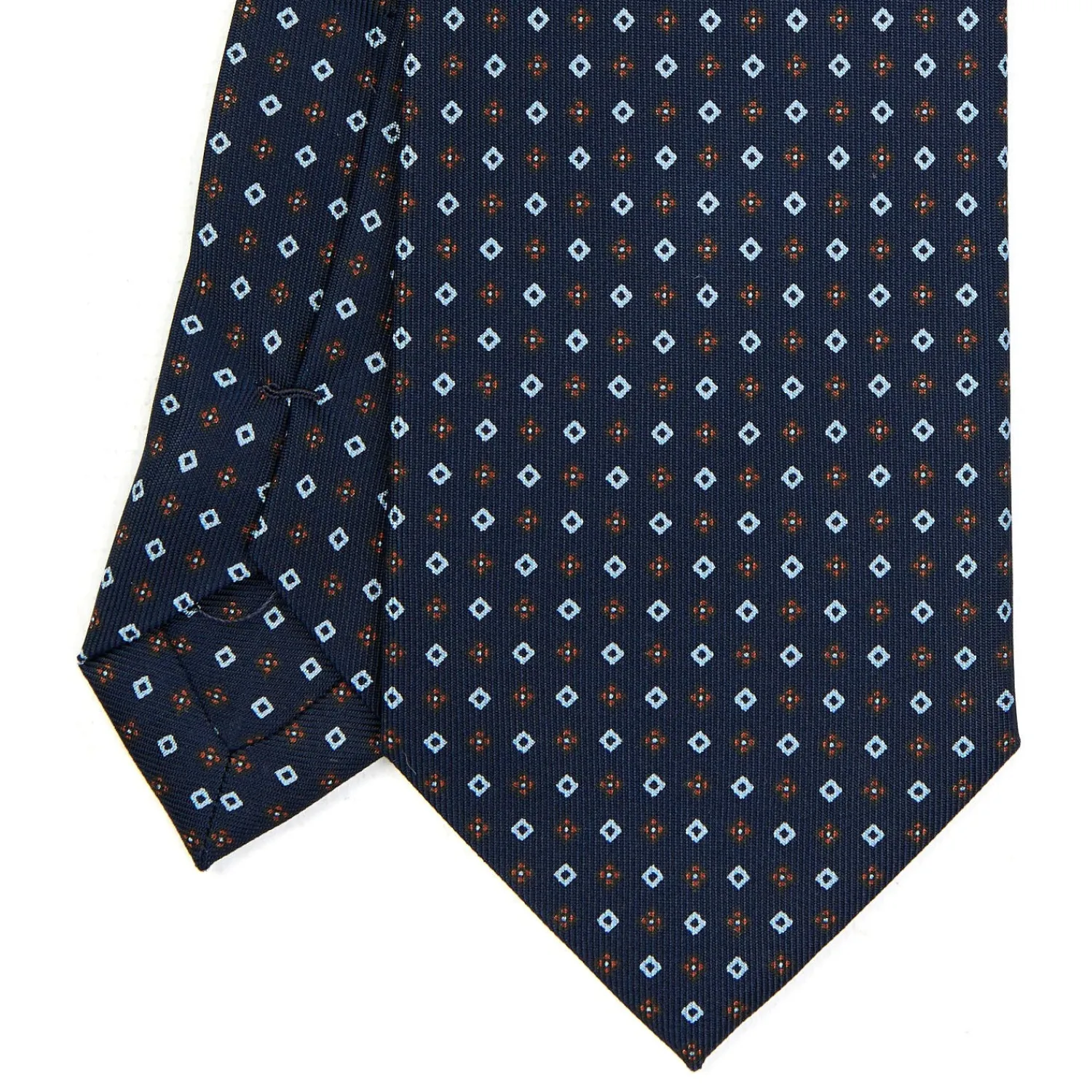 E.Marinella CRAVATTE|Cravatte Extra Long|CRAVATTA SARTORIALE EXTRA LONG IN SETA BLU SCURO Microfantasia fiore