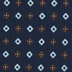 E.Marinella CRAVATTE|Cravatte Extra Long|CRAVATTA SARTORIALE EXTRA LONG IN SETA BLU SCURO Microfantasia fiore