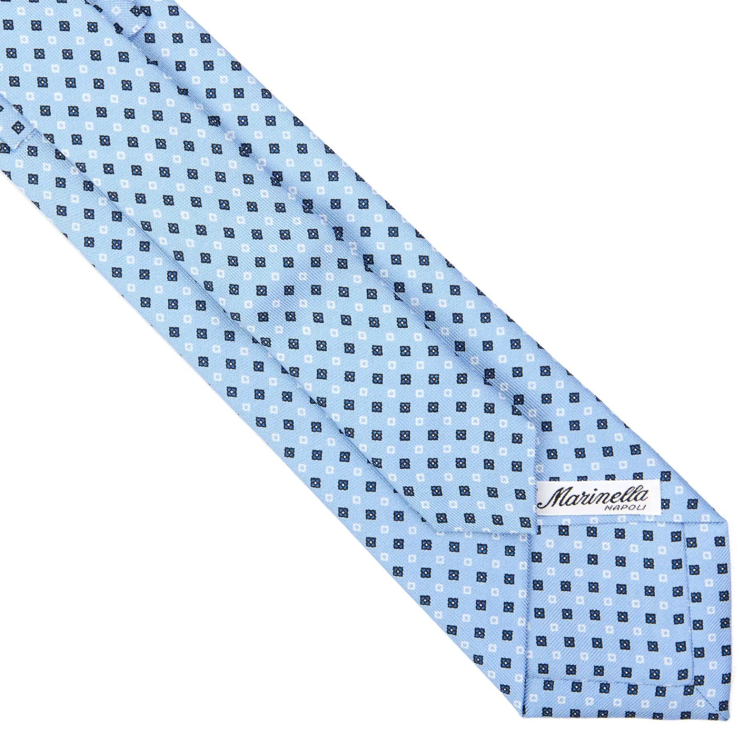 E.Marinella CRAVATTE|Cravatte Extra Long|CRAVATTA SARTORIALE EXTRA LONG IN SETA AZZURRA Microfantasia fiore