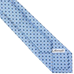 E.Marinella CRAVATTE|Cravatte Extra Long|CRAVATTA SARTORIALE EXTRA LONG IN SETA AZZURRA Microfantasia fiore