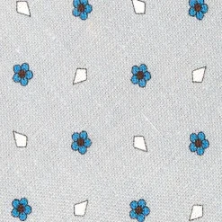 E.Marinella CRAVATTE|Cravatte In Lino E Cotone|CRAVATTA SARTORIALE IN COTONE E SETA GRIGIO CHIARO Macrofantasia fiore