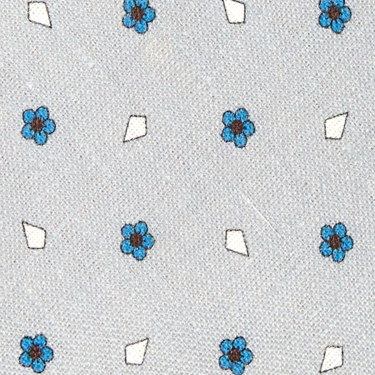 E.Marinella CRAVATTE|Cravatte In Lino E Cotone|CRAVATTA SARTORIALE IN COTONE E SETA GRIGIO CHIARO Macrofantasia fiore