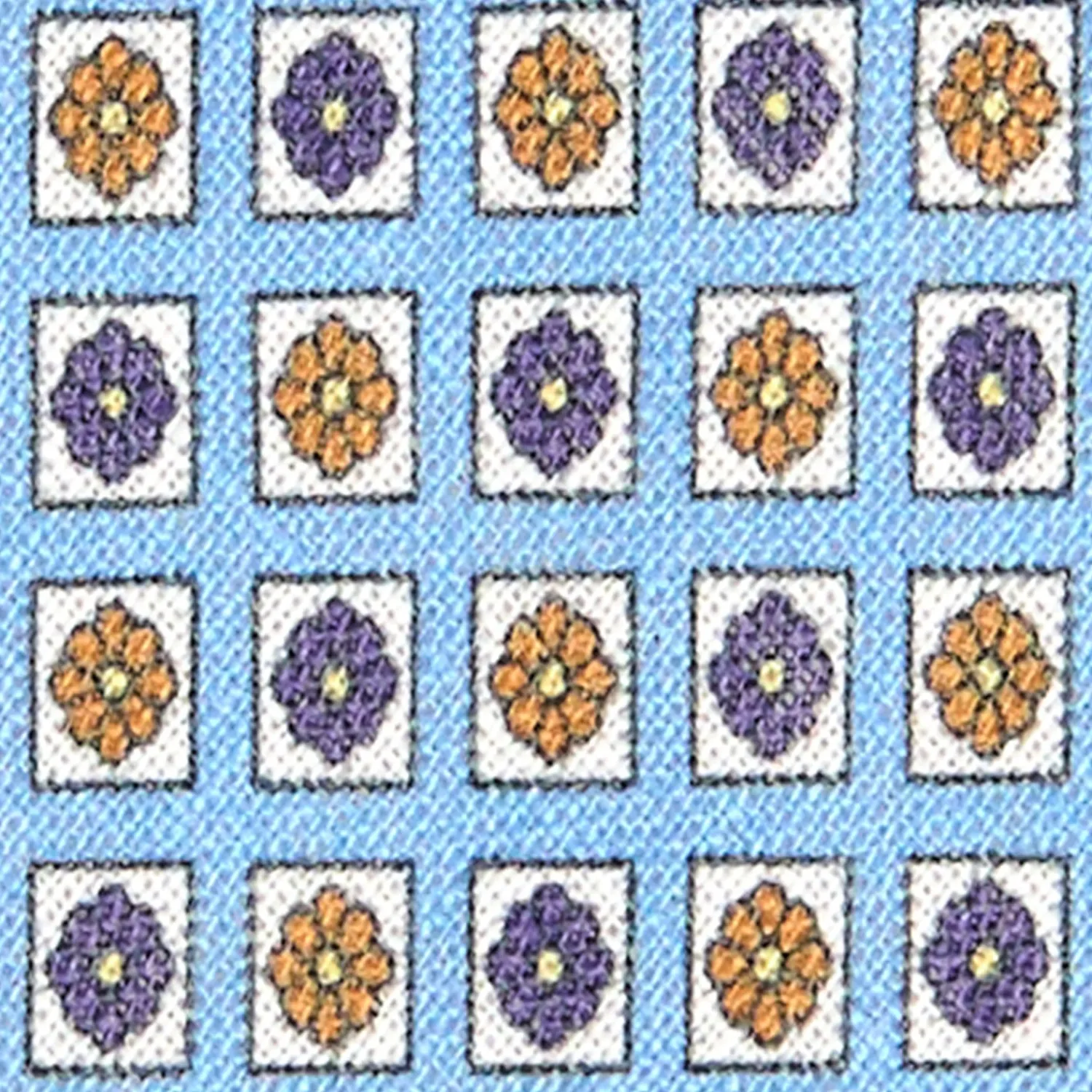 E.Marinella CRAVATTE|Cravatte In Lino E Cotone|CRAVATTA SARTORIALE IN LINO AZZURRA Microfantasia fiore