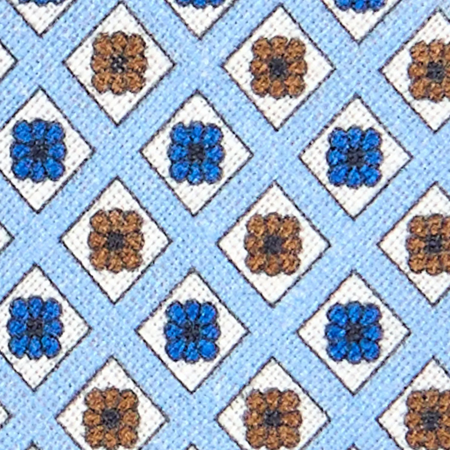 E.Marinella CRAVATTE|Cravatte In Lino E Cotone|CRAVATTA SARTORIALE IN LINO AZZURRA Microfantasia fiore