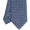 E.Marinella CRAVATTE|Cravatte In Lino E Cotone|CRAVATTA SARTORIALE IN LINO BLU Microfantasia fiore